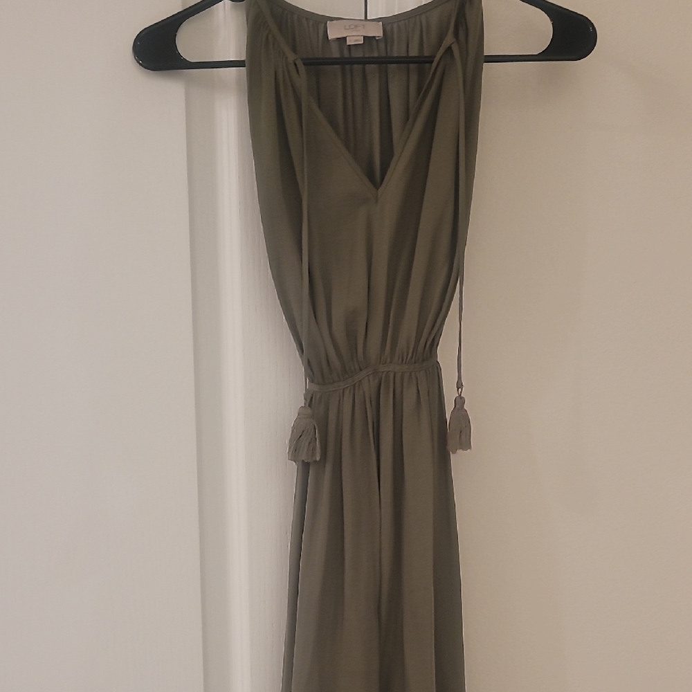 LOFT Green Sleeveless V-Neck Sundress